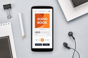 Bild på en smartphoneskärm med ljudboksapp